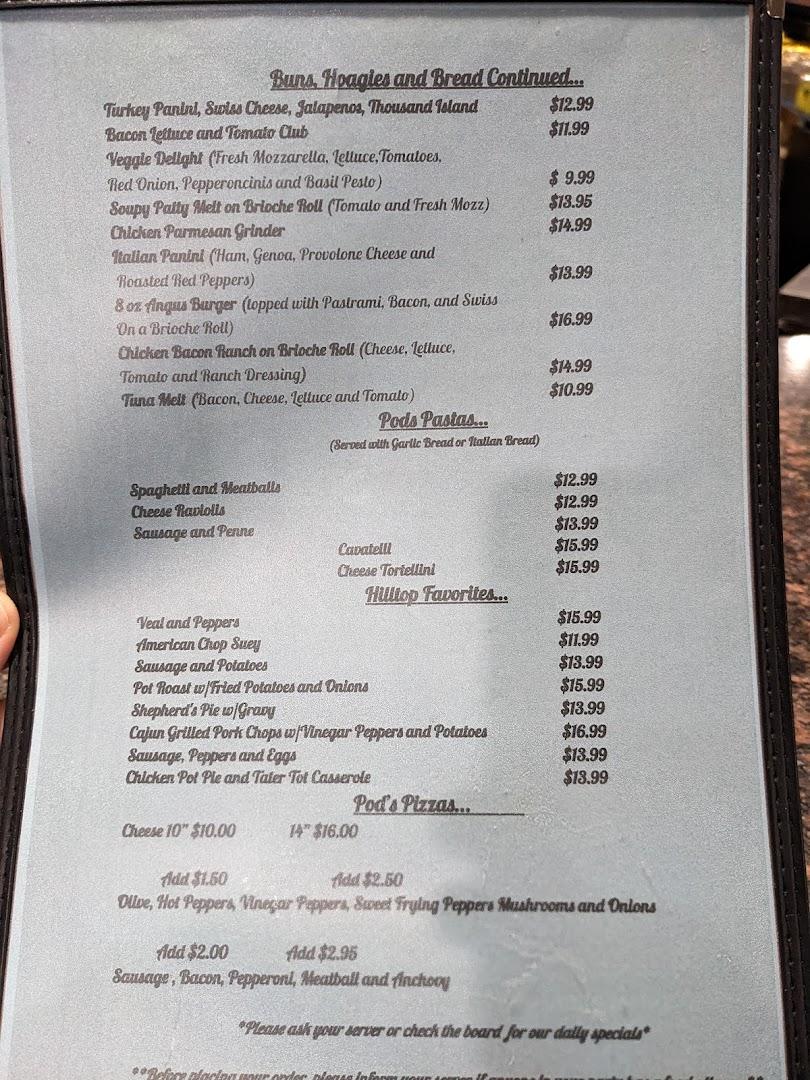 Pod's Pizza Menu image 3